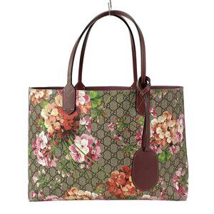 GUCCI GG Blooms Medium Reversible Leather Tote Beige Red Multi PVC - 855-072625